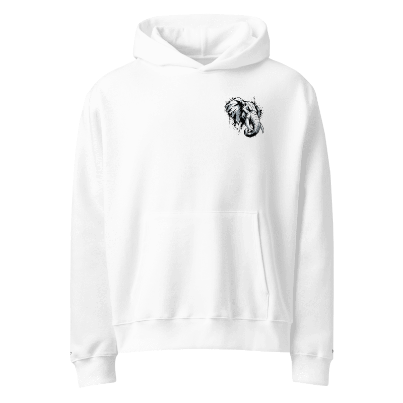 White Limited Edition Chill Gang Elephant Hoodie, front view