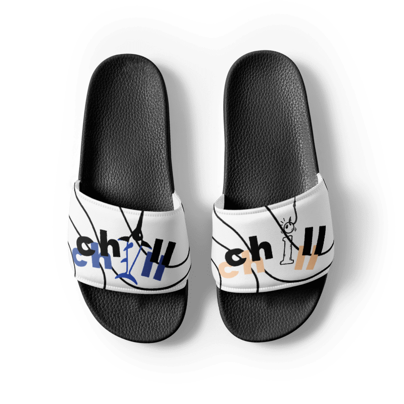 Chill Gang Slides — Drift with illustrated white straps and black soles